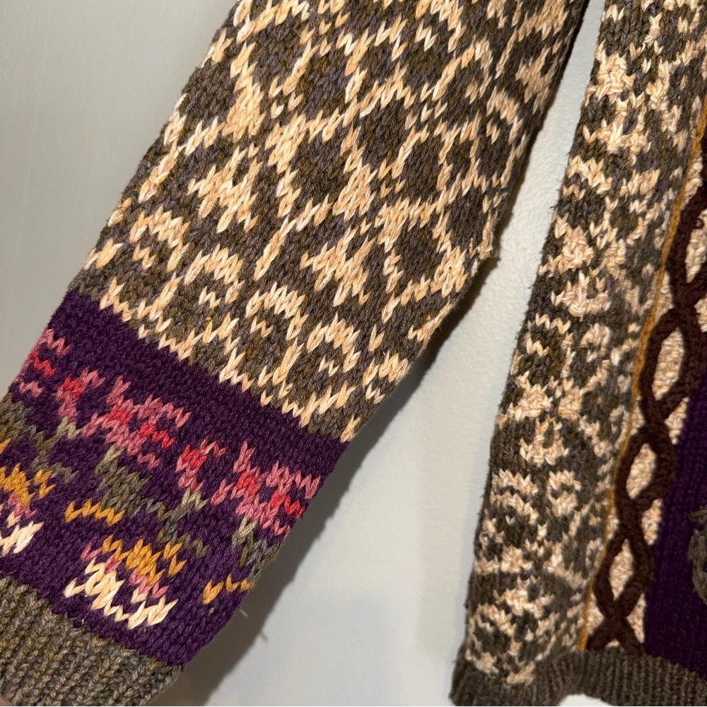 Vintage Heirloom Collectibles Purple Floral Knit Patterned Cardigan Sweater M - Picture 3 of 8